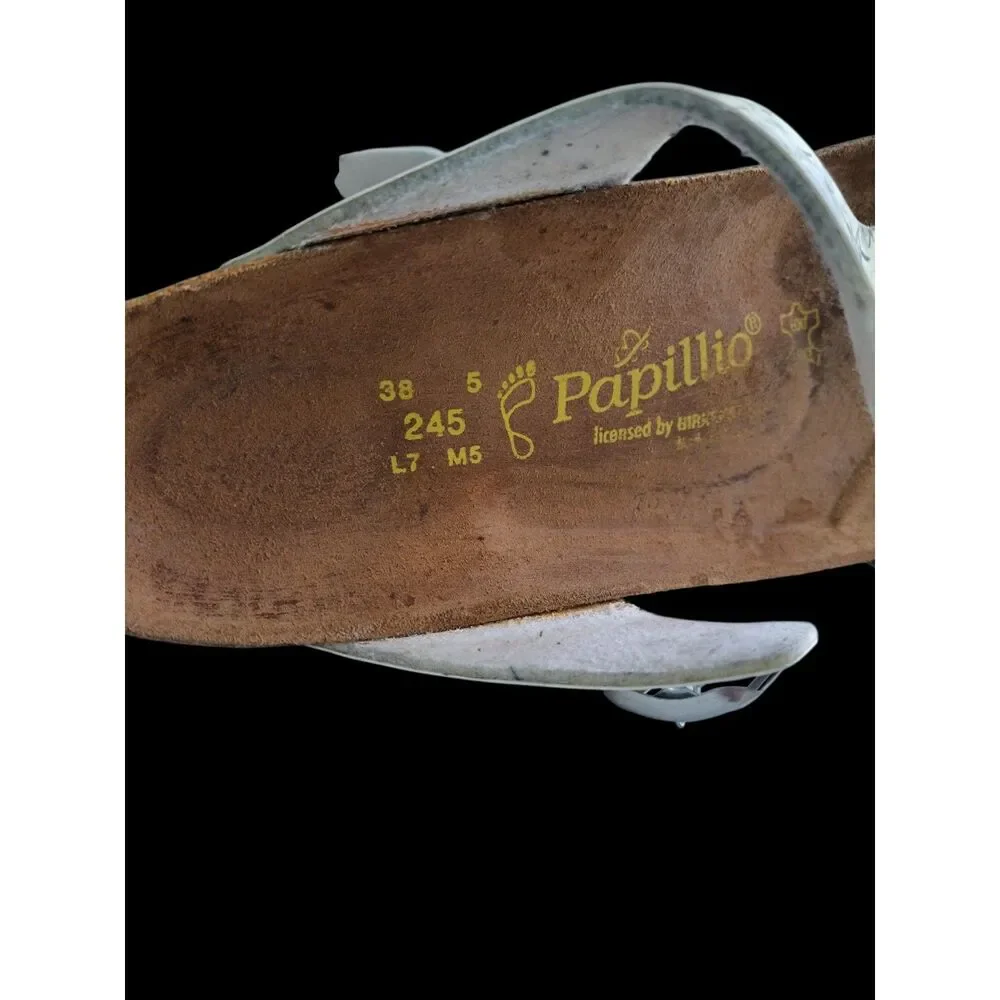 Birkenstock Papillio Women's Gizeh  White Gray Black Floral Comfort Sandals 38